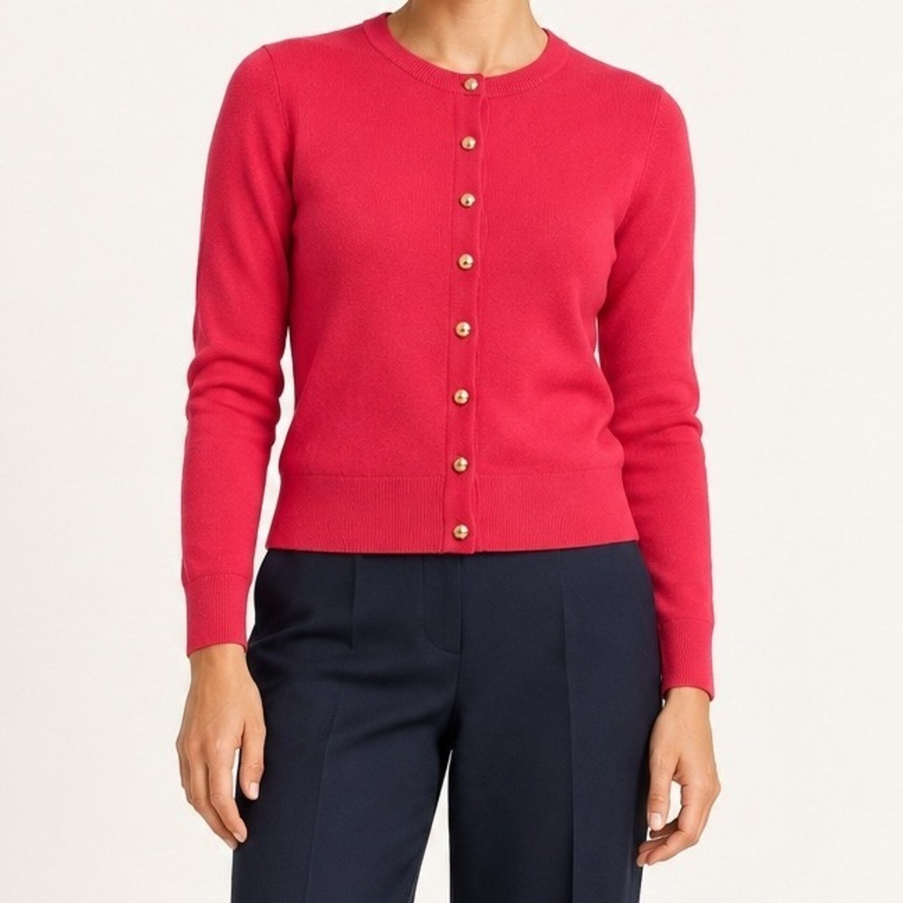 Banana Republic Womens Merino Wool Cardigan Sweater S Petite Coral Pink